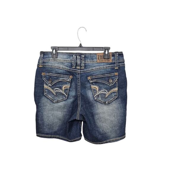 VNTG Y2K Zanadi Ramie Denim Jean Shorts Embellished Stretch Women's Sz 12/Large - Picture 2 of 5